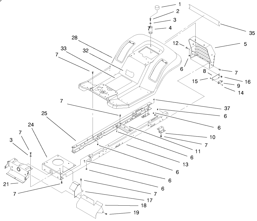 Frame & Body Assembly Diagram and Parts List for 71199 9900001 - 9999999 Toro Lawn Tractor