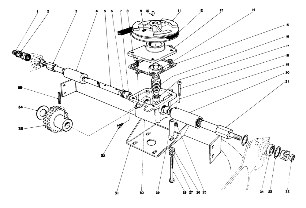 Gear Case Assembly Diagram and Parts List for 23158 2000001 - 2999999 Toro Lawn Mower