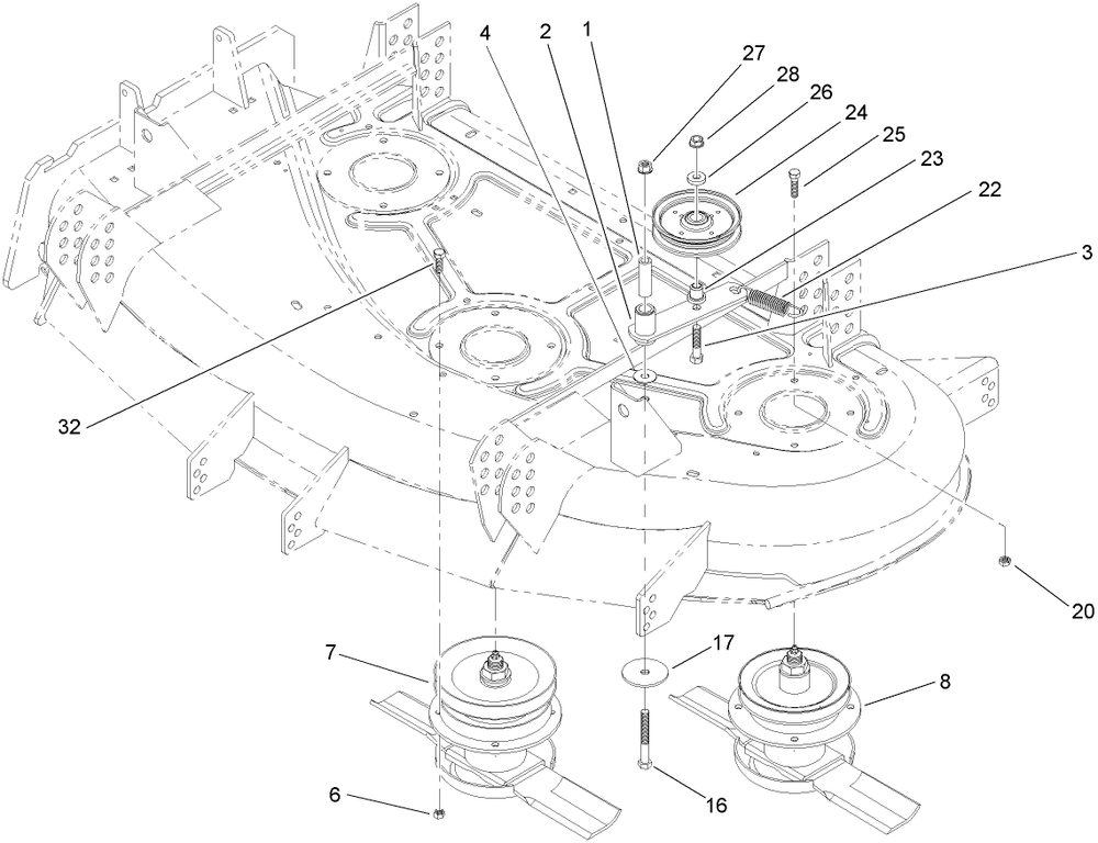 Spindle And Idler Assembly Diagram and Parts List for 30299TE (260000001-260999999)(2006) Toro Lawn Mower