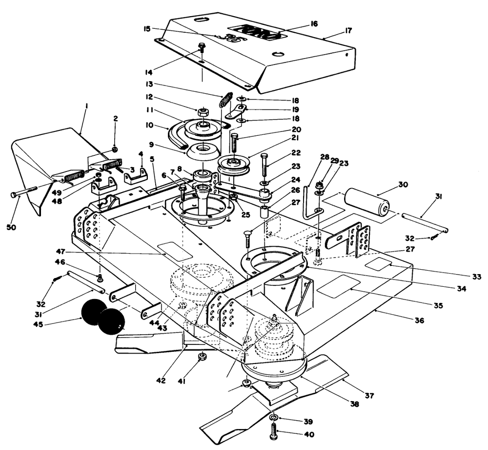 36" Cutting Deck Model No. 30136 Diagram and Parts List for 30108 4000001 - 4999999 Toro Lawn Tractor Accessories
