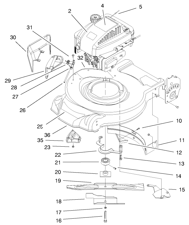 Engine & Blade Assembly Diagram and Parts List for 20061 9900001 - 9999999 Toro Lawn Mower