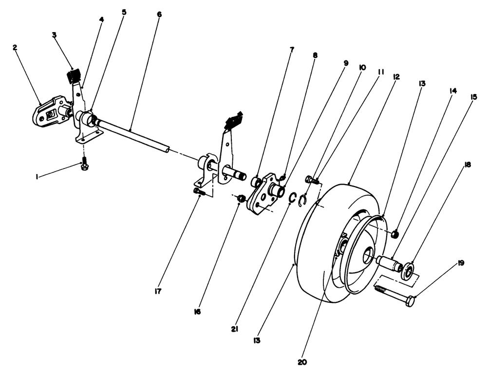 Rear Axle Assembly Diagram and Parts List for 22581 1000001 - 1999999 Toro Lawn Mower