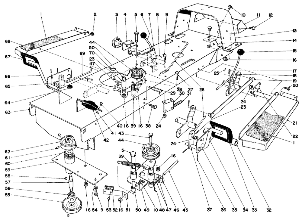Frame Assembly Diagram and Parts List for 57111 1000001 - 1999999 Toro Lawn Tractor