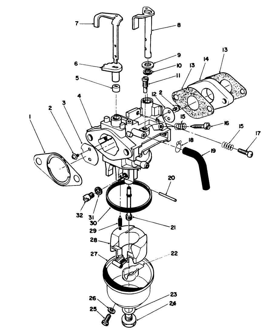 Carburetor Assembly (Model No Vmj8) Diagram and Parts List for 20622 0000001 - 0003101 Toro Lawn Mower