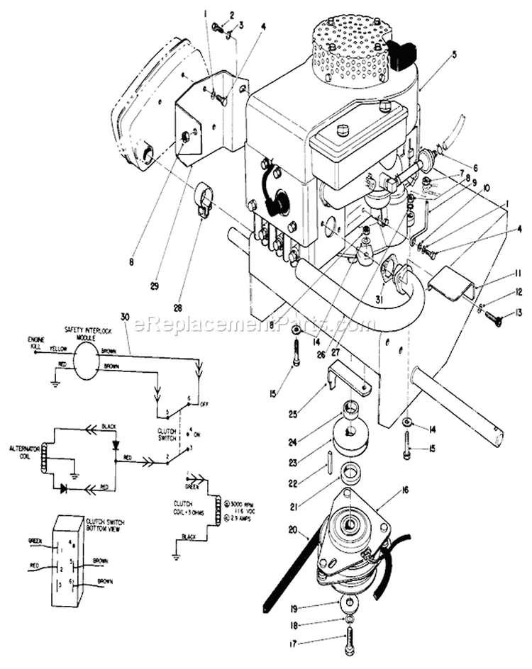 Engine Assembly Diagram and Parts List for 30103 8000001-8999999 - 1988 Toro Lawn Mower