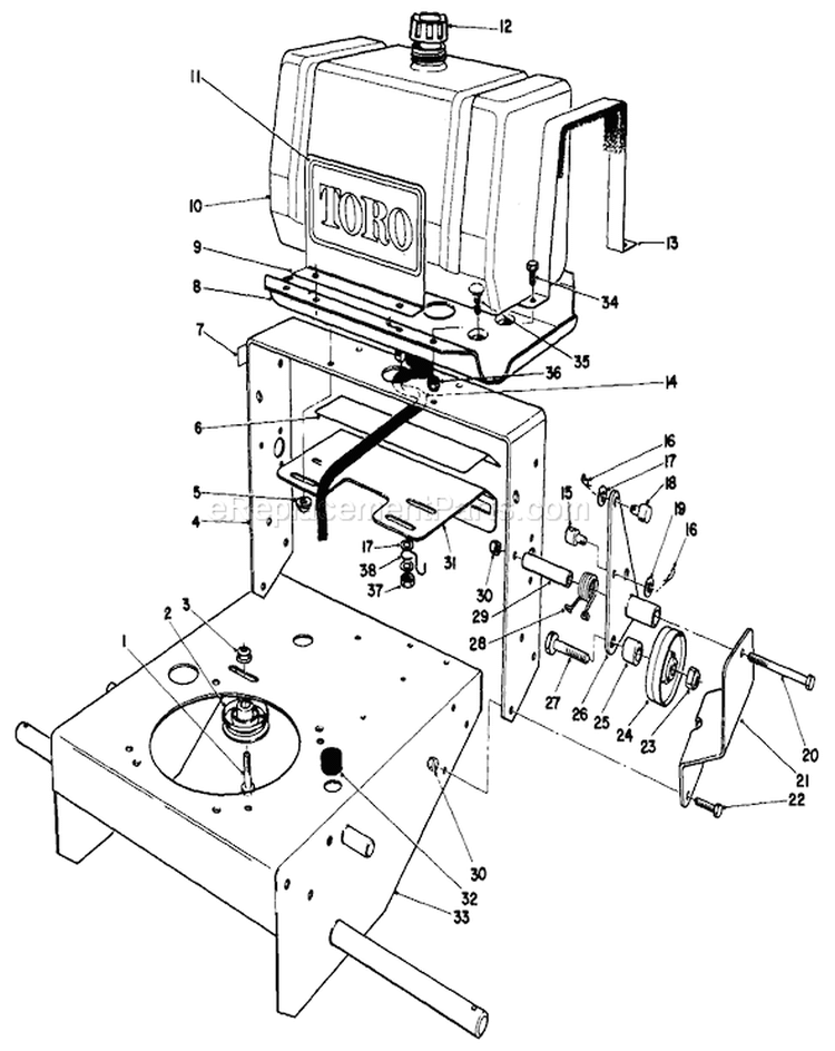 Frame Assembly Diagram and Parts List for 30103 8000001-8999999 - 1988 Toro Lawn Mower