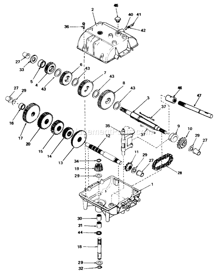 Peerless Transmission Diagram and Parts List for 30103 8000001-8999999 - 1988 Toro Lawn Mower