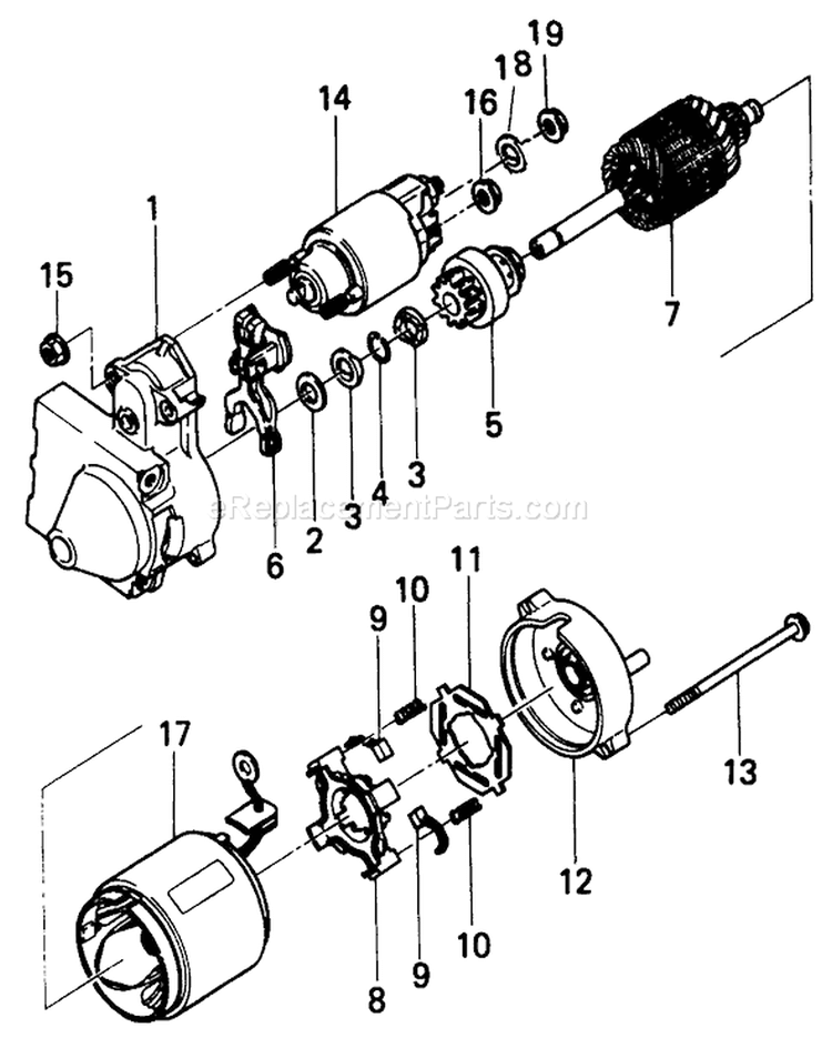 Electric Starter Alternator Diagram and Parts List for 30106 1000001-1999999 - 1991 Toro Lawn Mower