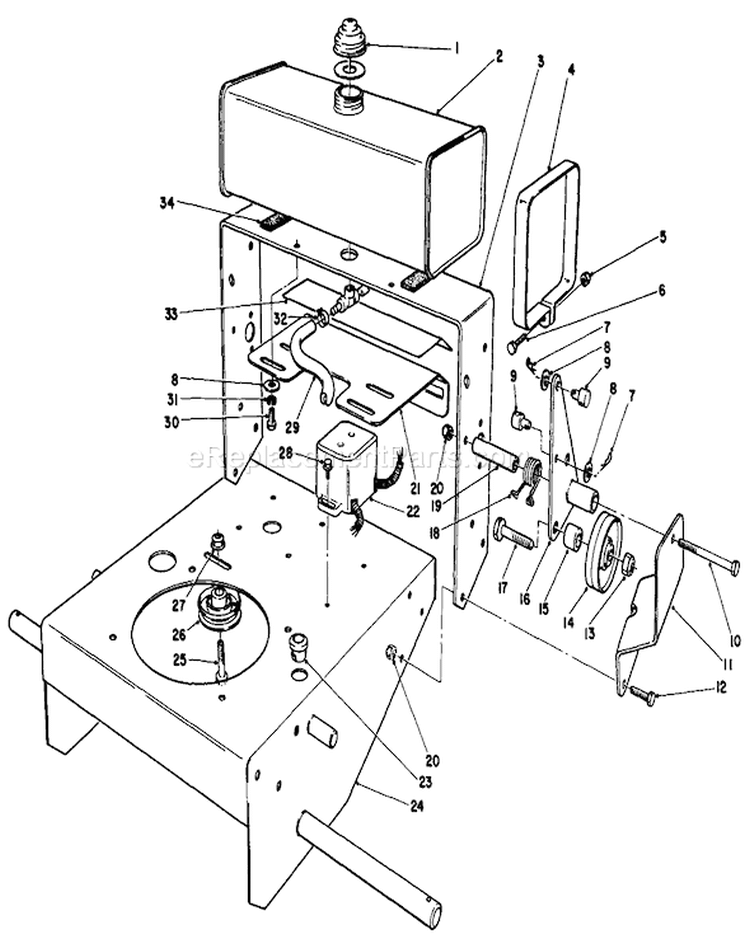 Frame Assembly Diagram and Parts List for 30111 4000001-4999999 - 1984 Toro Lawn Mower