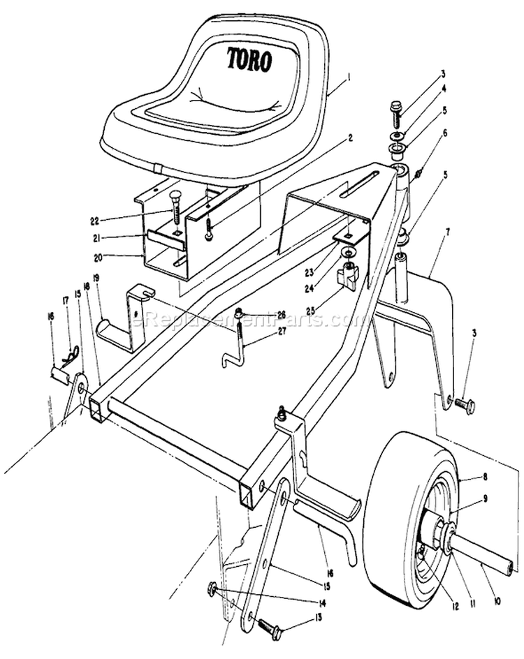 Sulky Diagram and Parts List for 30111 4000001-4999999 - 1984 Toro Lawn Mower