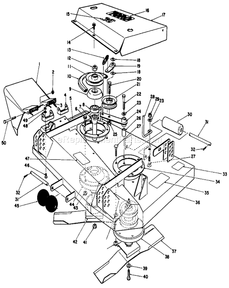 36" Cutting Deck Diagram and Parts List for 30111 4000001-4999999 - 1984 Toro Lawn Mower