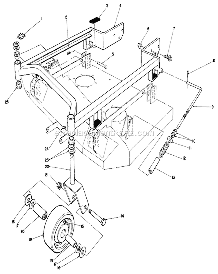 36" Carrier Frame Diagram and Parts List for 30111 5000001-5999999 - 1985 Toro Lawn Mower