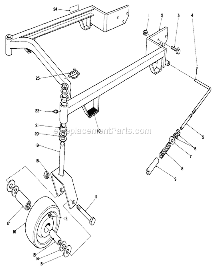 44" Carrier Frame Diagram and Parts List for 30111 5000001-5999999 - 1985 Toro Lawn Mower