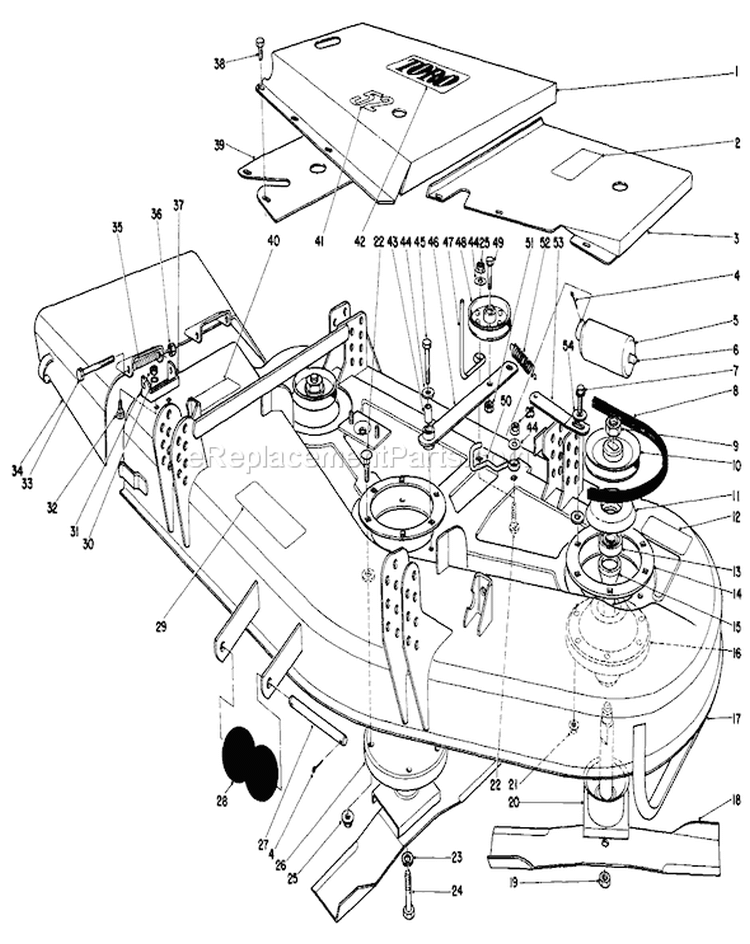 52" Cutting Deck Diagram and Parts List for 30111 5000001-5999999 - 1985 Toro Lawn Mower