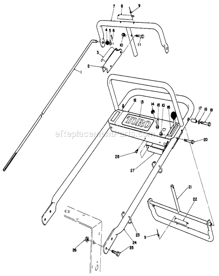 Handle Assembly Diagram and Parts List for 30111 6000001-6999999 - 1986 Toro Lawn Mower