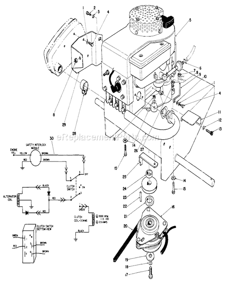 Engine Assembly Diagram and Parts List for 30111 7000001-7999999 - 1987 Toro Lawn Mower