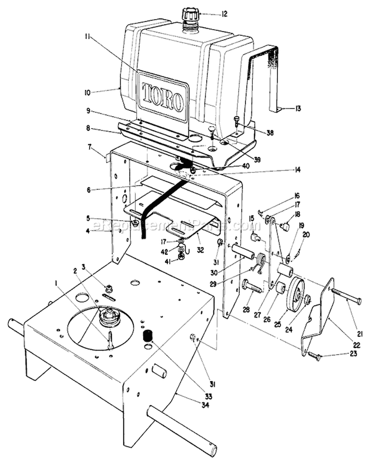 Frame Assembly Diagram and Parts List for 30111 7000001-7999999 - 1987 Toro Lawn Mower