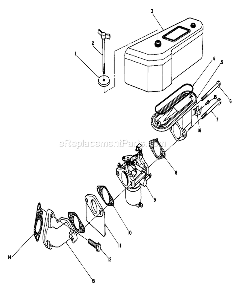 Air Cleaner and Carburetor Assembly Diagram and Parts List for 30112 0000001-0999999 - 1990 Toro Lawn Mower