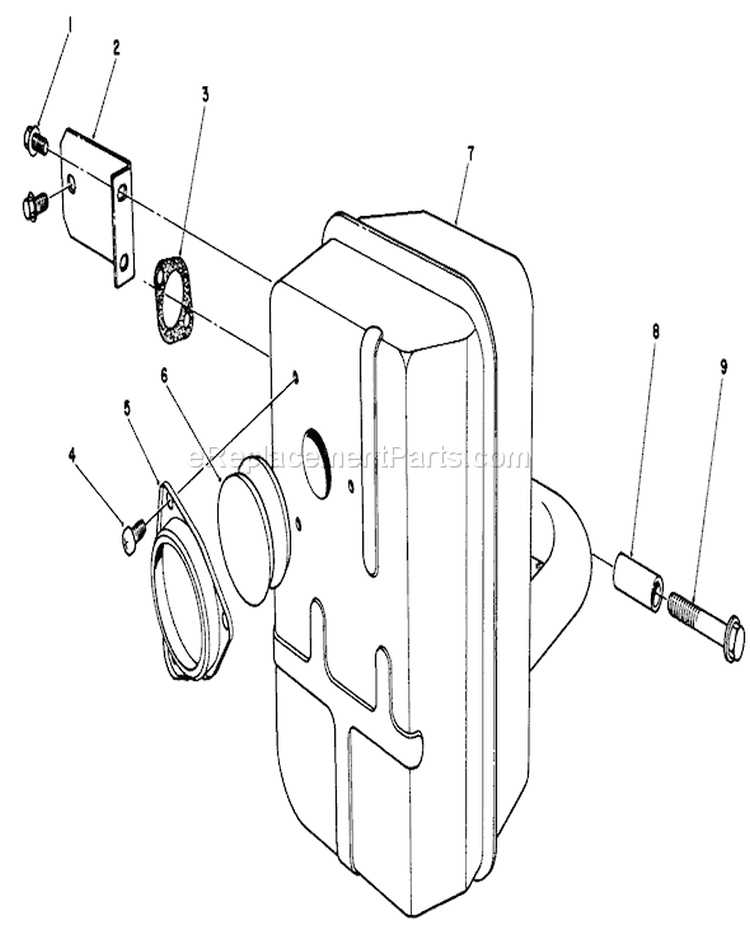 Muffler Assembly Diagram and Parts List for 30112 0000001-0999999 - 1990 Toro Lawn Mower