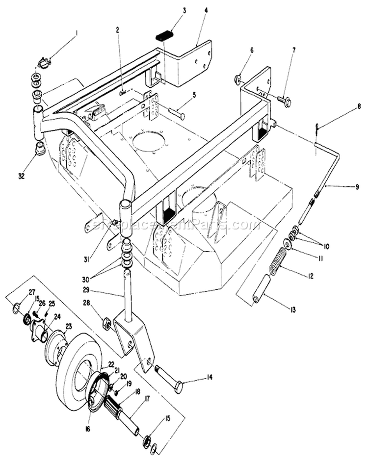 36" Carrier Frame Diagram and Parts List for 30112 6000001-6999999 - 1986 Toro Lawn Mower