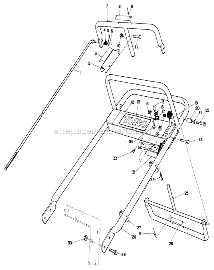Handle Assembly Diagram and Parts List for 30112 6000001-6999999 - 1986 Toro Lawn Mower