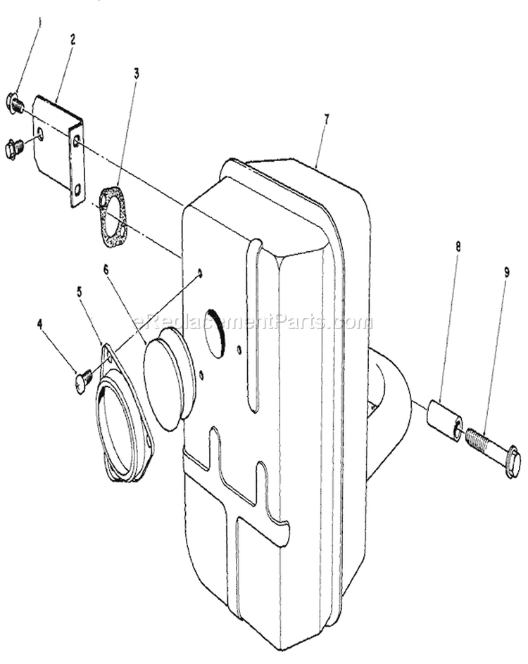 Muffler Assembly Diagram and Parts List for 30112 6000001-6999999 - 1986 Toro Lawn Mower