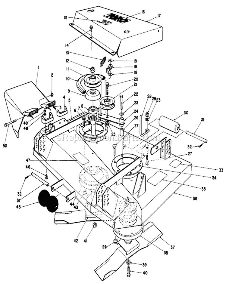 36" Cutting Deck Diagram and Parts List for 30112 6000001-6999999 - 1986 Toro Lawn Mower