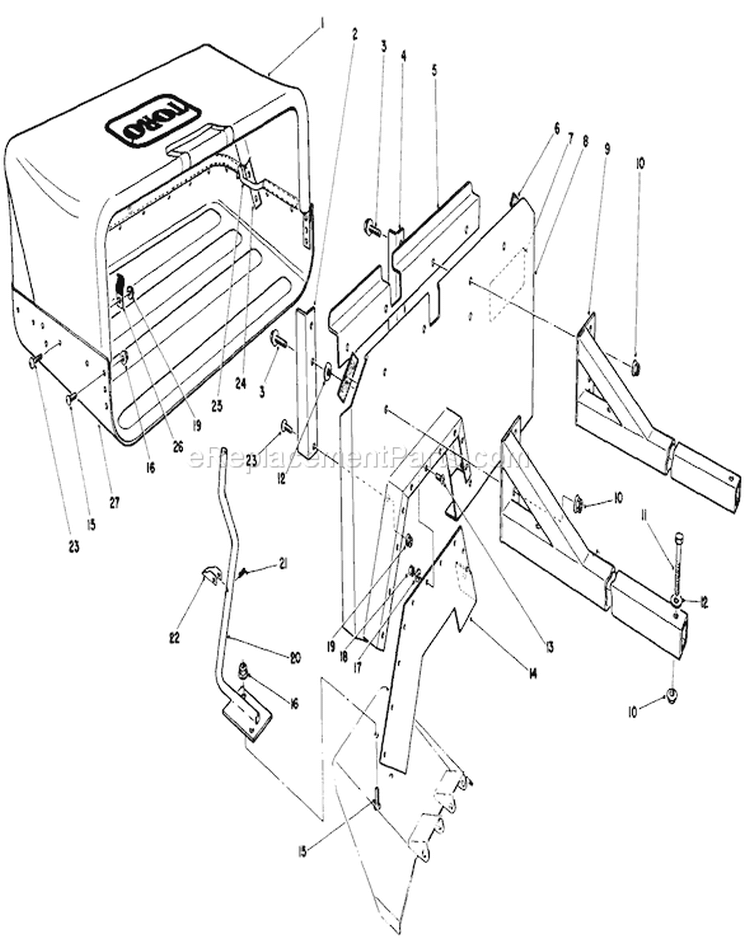 36" Side Discharge Bagging Kit Diagram and Parts List for 30112 6000001-6999999 - 1986 Toro Lawn Mower