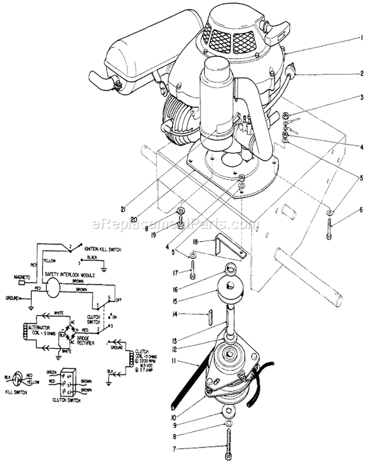 Engine Assembly Diagram and Parts List for 30113 5000001-5999999 - 1985 Toro Lawn Mower