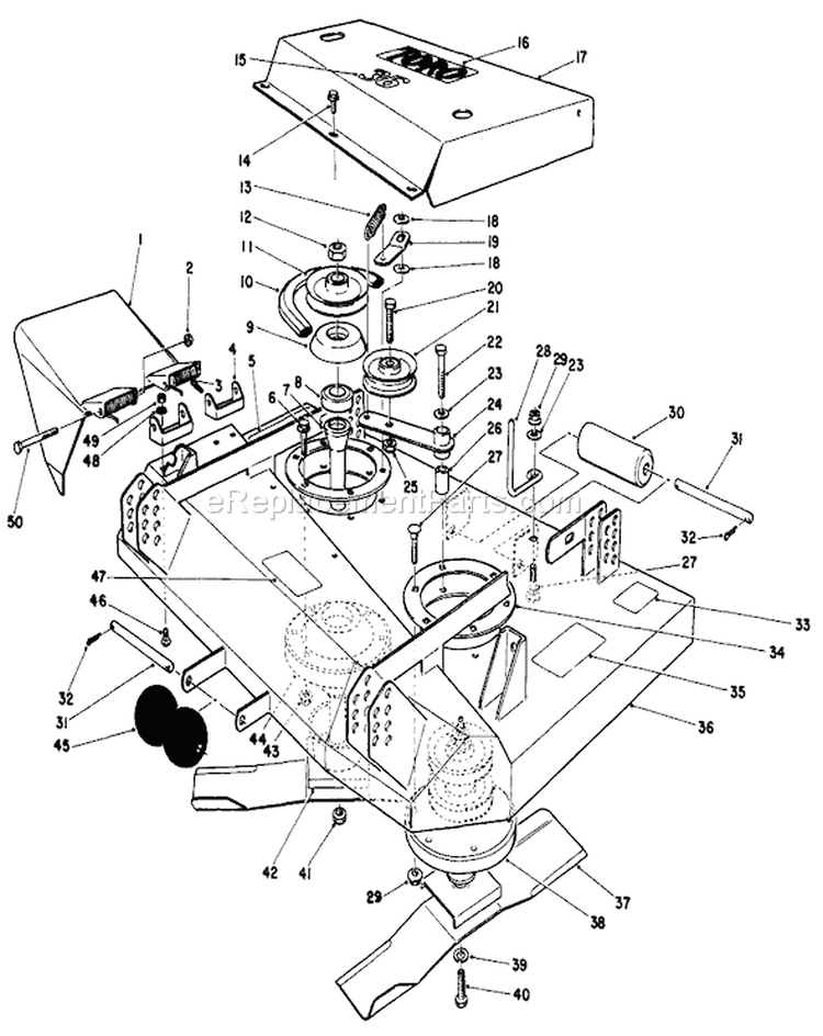 36" Cutting Deck Diagram and Parts List for 30113 5000001-5999999 - 1985 Toro Lawn Mower