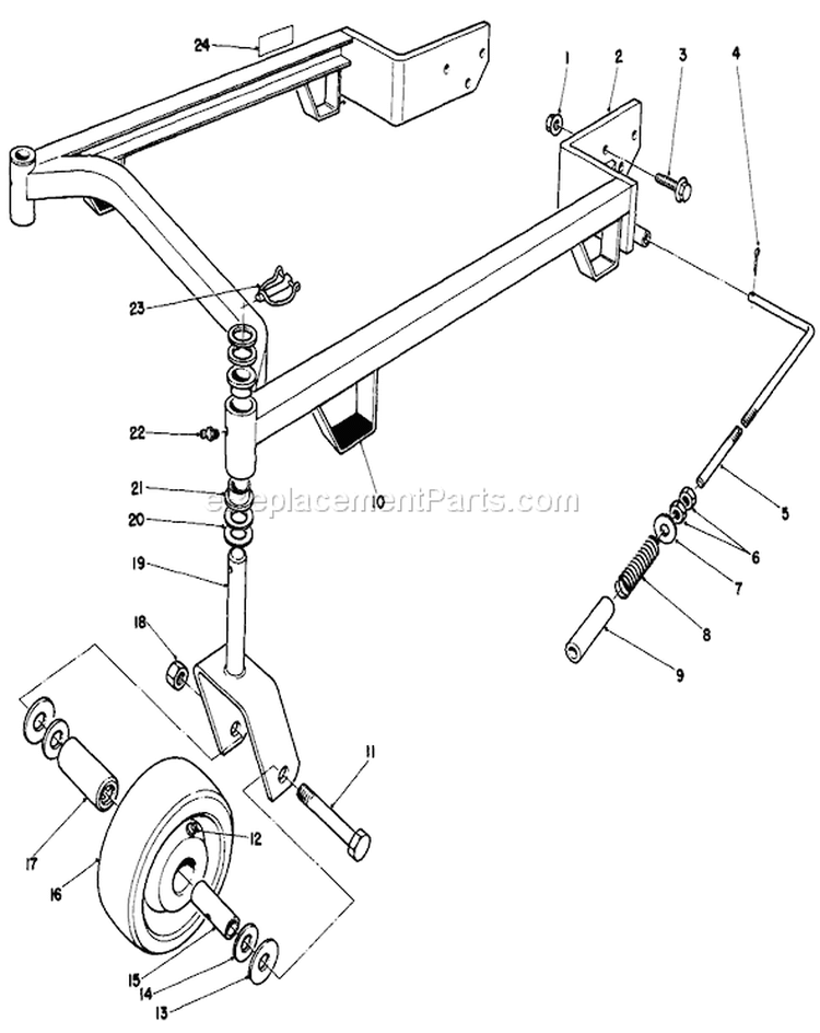 44" Carrier Frame Diagram and Parts List for 30113 5000001-5999999 - 1985 Toro Lawn Mower