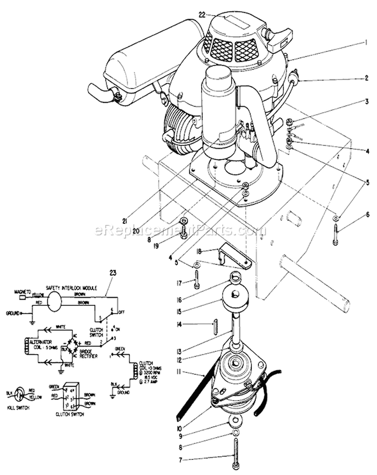 Engine Assembly Diagram and Parts List for 30113 6000001-6999999 - 1986 Toro Lawn Mower