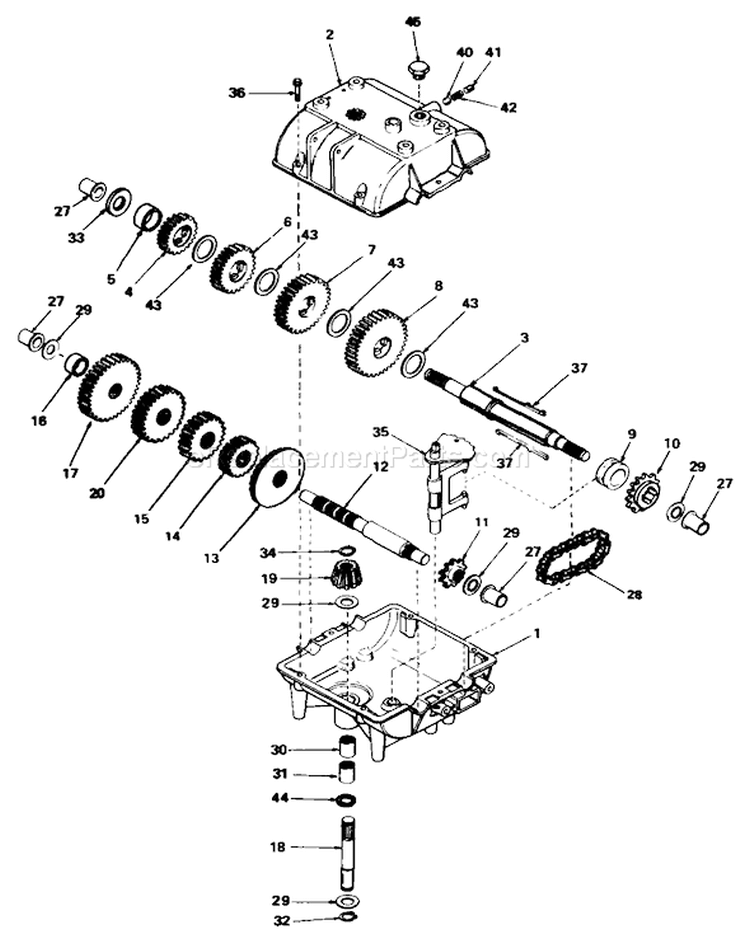 Peerless Transmission Diagram and Parts List for 30113 7000001-7999999 - 1987 Toro Lawn Mower
