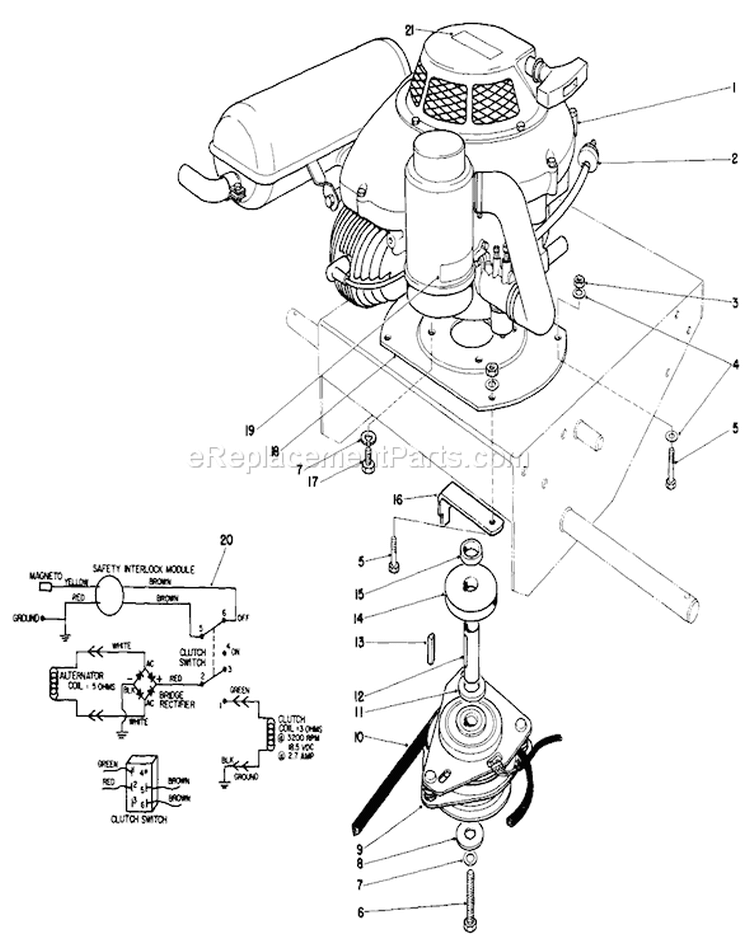 Engine Assembly Diagram and Parts List for 30113 7000001-7999999 - 1987 Toro Lawn Mower