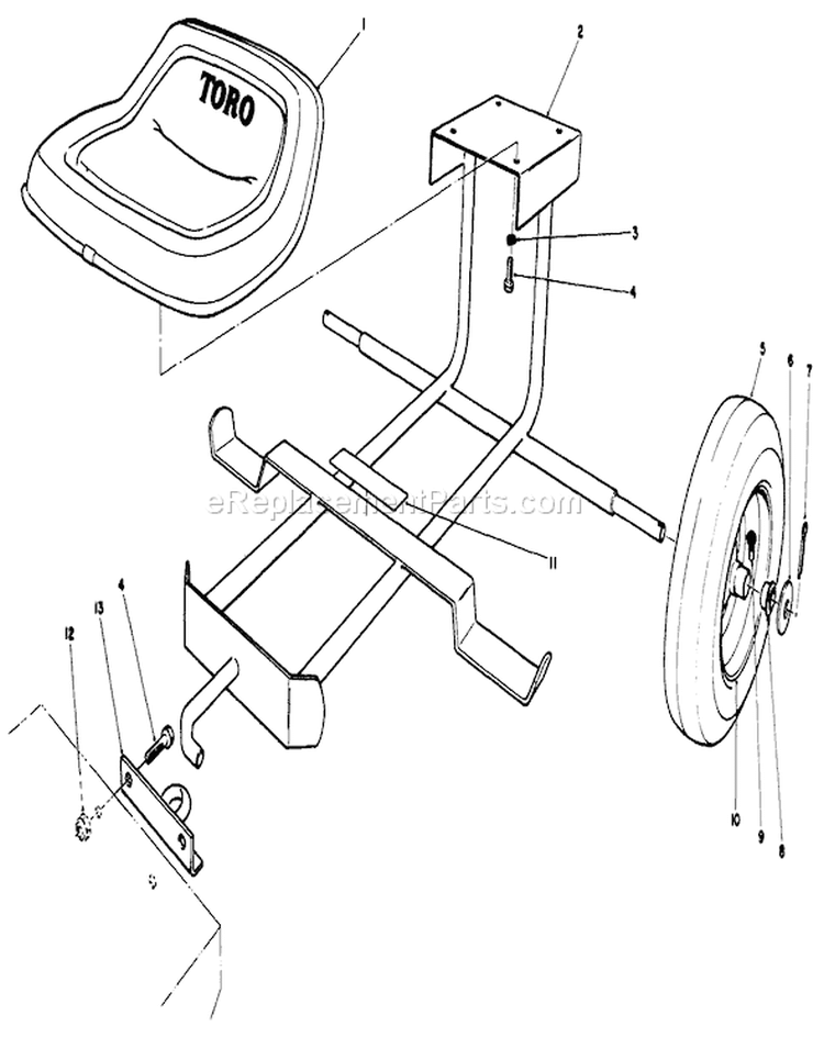 Sulky Kit Diagram and Parts List for 30113 9000001-9999999 - 1989 Toro Lawn Mower