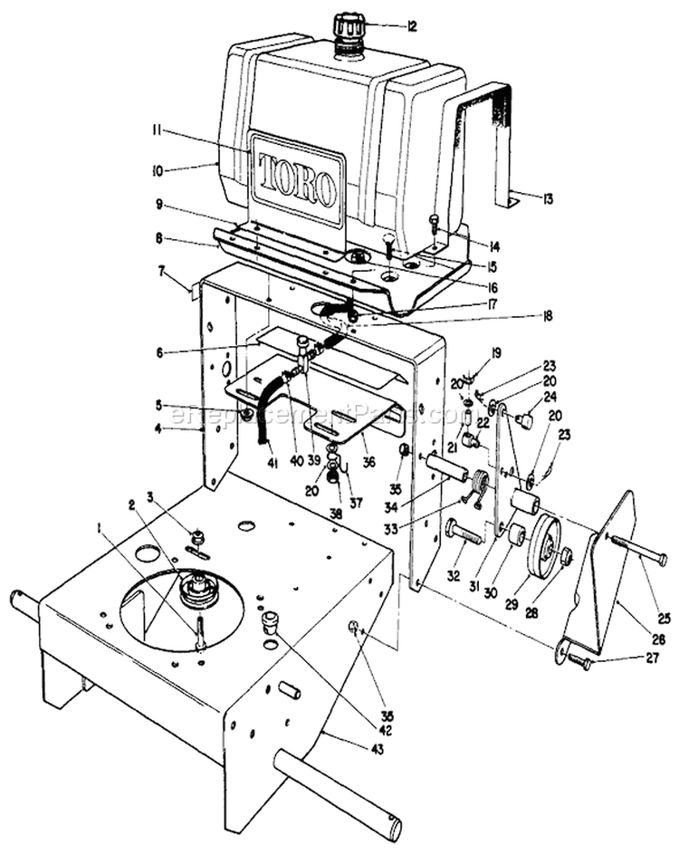 Frame Assembly Diagram and Parts List for 30113 9000001-9999999 - 1989 Toro Lawn Mower