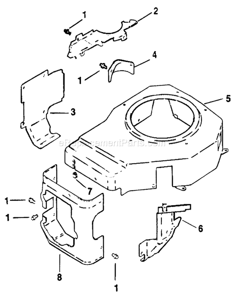Blower Housing and Baffle-Engine Kohler Diagram and Parts List for 30114 1000001-1999999 - 1991 Toro Lawn Mower