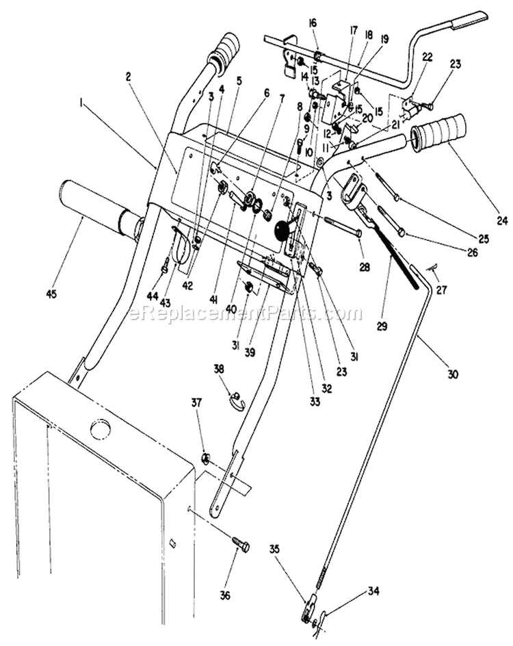 Handle Assembly Diagram and Parts List for 30115 0000001-0999999 - 1990 Toro Lawn Mower