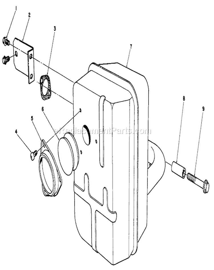 Muffler Assembly Diagram and Parts List for 30115 0000001-0999999 - 1990 Toro Lawn Mower