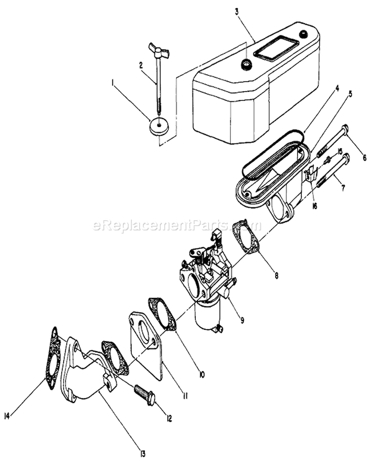 Air Cleaner and Carburetor Assembly Diagram and Parts List for 30115 9000001-9999999 - 1989 Toro Lawn Mower