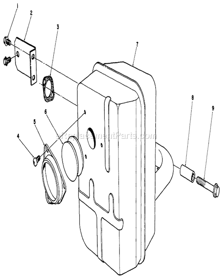 Muffler Assembly Diagram and Parts List for 30115 9000001-9999999 - 1989 Toro Lawn Mower