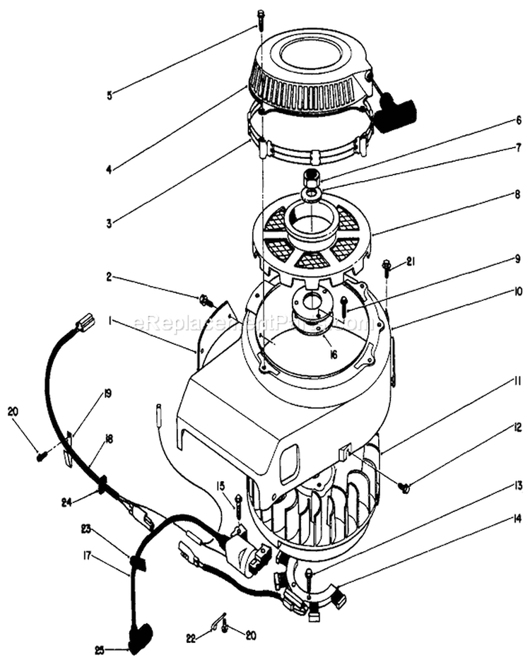 Recoil and Flywheel Assembly Diagram and Parts List for 30115 9000001-9999999 - 1989 Toro Lawn Mower