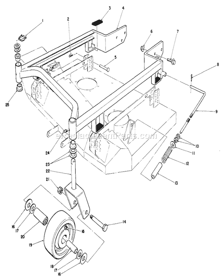 36" Carrier Frame Diagram and Parts List for 30116 5000001-5999999 - 1985 Toro Lawn Mower