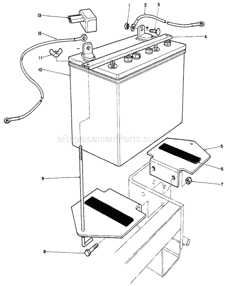 Battery Assembly Diagram and Parts List for 30116 5000001-5999999 - 1985 Toro Lawn Mower