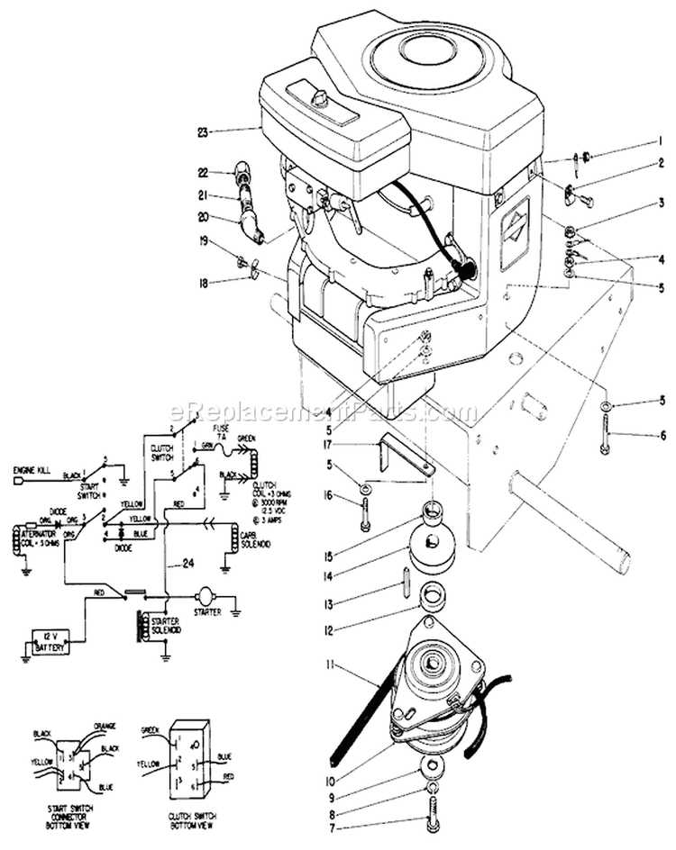 Engine Assembly Diagram and Parts List for 30116 5000001-5999999 - 1985 Toro Lawn Mower