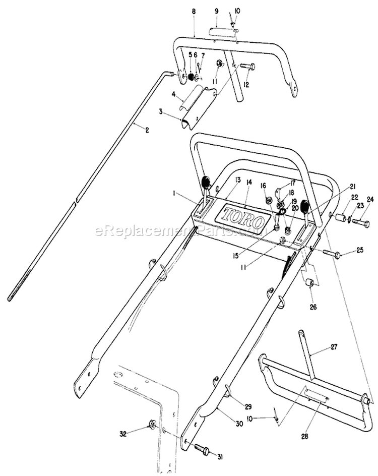 Handle Assembly Diagram and Parts List for 30116 5000001-5999999 - 1985 Toro Lawn Mower
