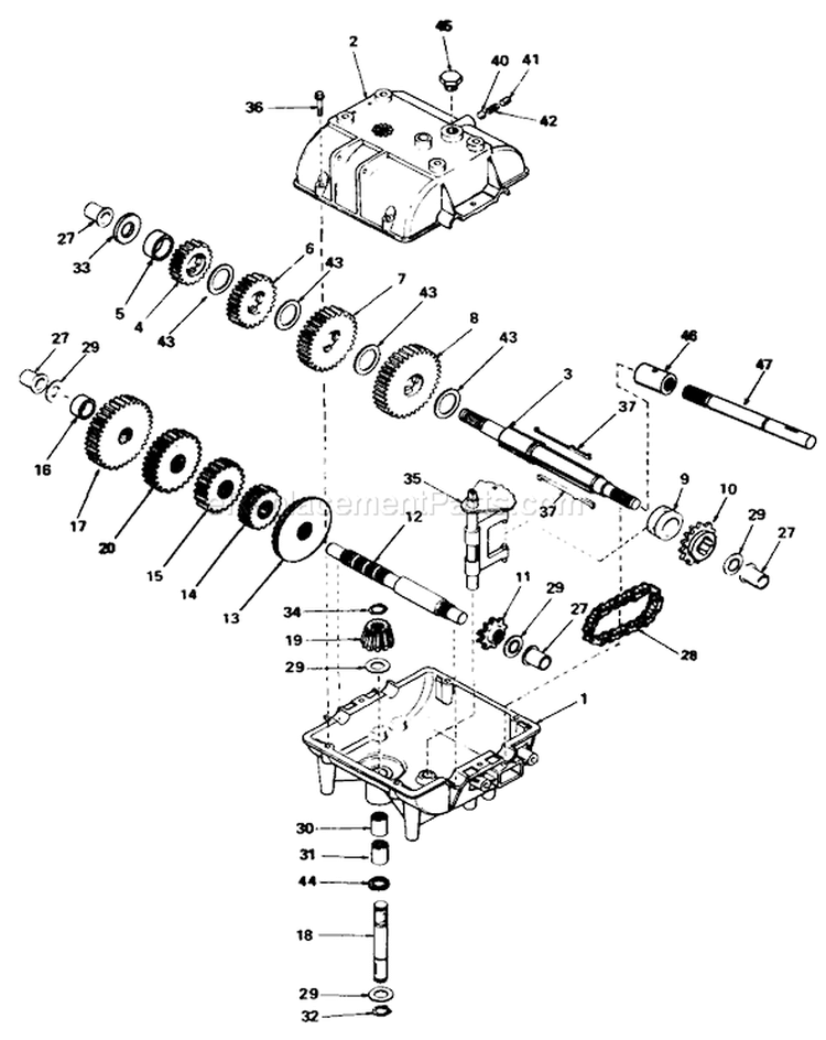 Peerless Transmission Diagram and Parts List for 30116 5000001-5999999 - 1985 Toro Lawn Mower