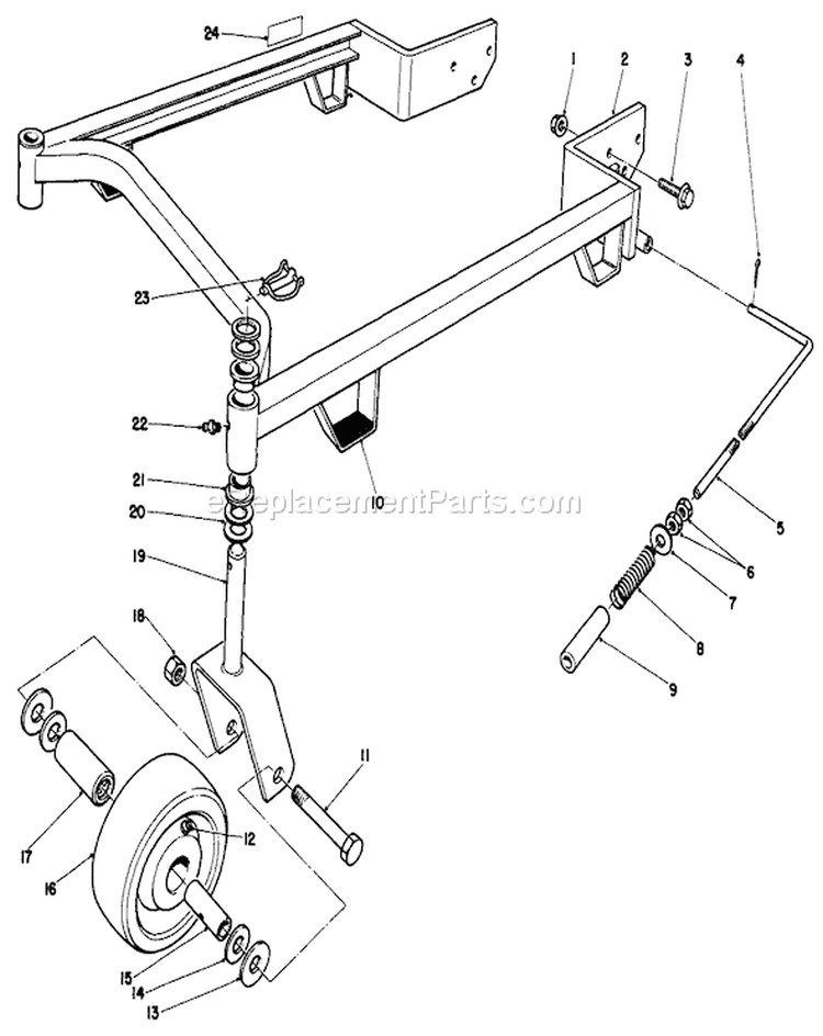 44" Carrier Frame Diagram and Parts List for 30116 5000001-5999999 - 1985 Toro Lawn Mower