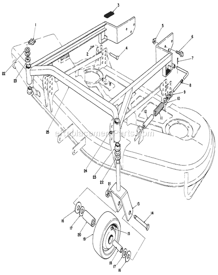 52" Carrier Frame Diagram and Parts List for 30116 5000001-5999999 - 1985 Toro Lawn Mower