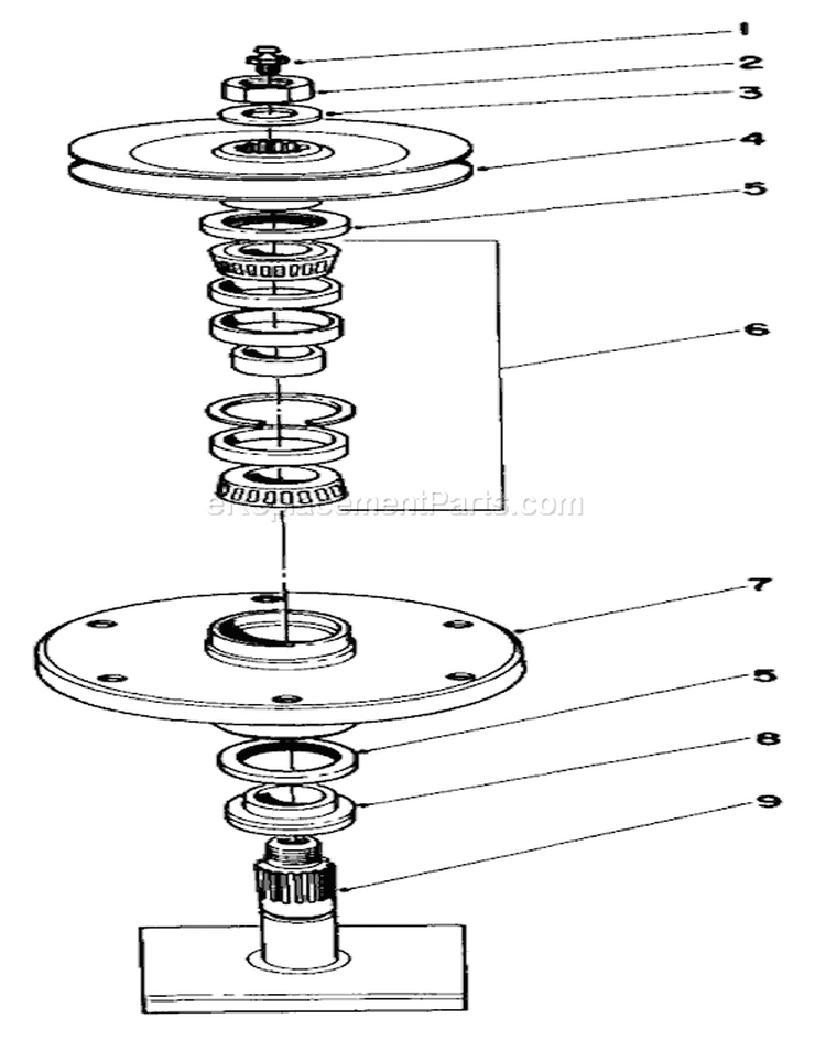 Drive Spindle Diagram and Parts List for 30116 6000001-6999999 - 1986 Toro Lawn Mower